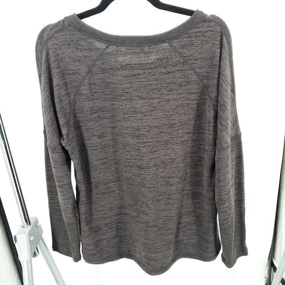 Athleta Blissful Sharkbite Long Sleeve Side Zip Top L Shale Heather Gray - Picture 2 of 16